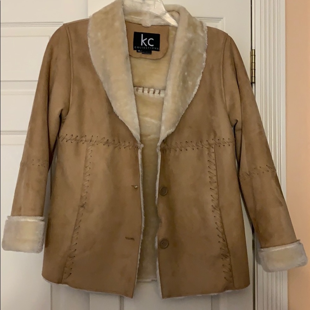 Oversized Faux Suede and Faux Fur Coat